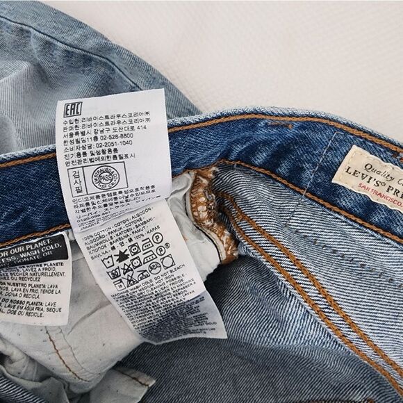 Levi's RIBCAGE Split Flare Classic Blue Denim Jeans - Picture 14 of 14